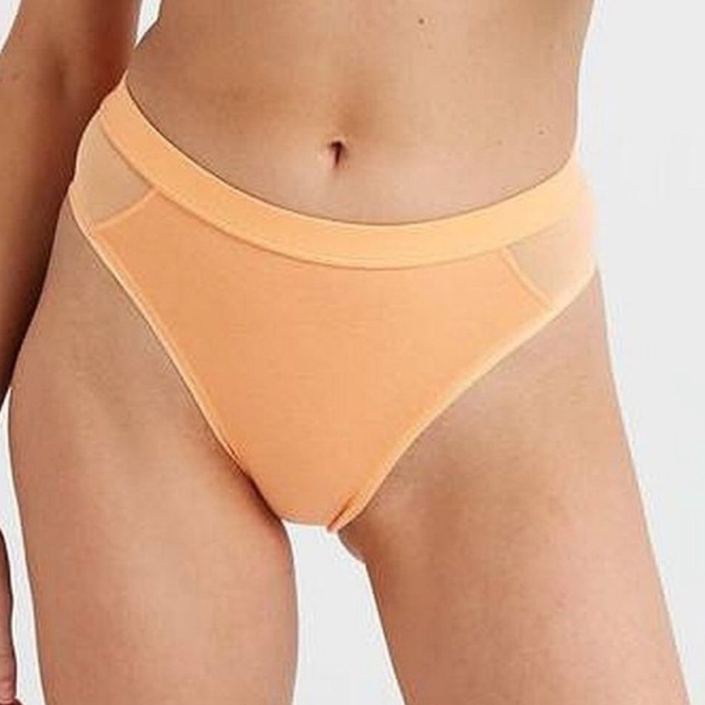 RicherPoorer Womens High Cut Brief Panty Mesh Sides Small Cantalope